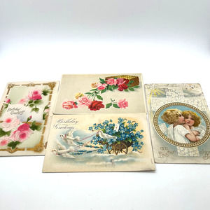 Antique Embossed Postcards Printed in Germany Lot of 5